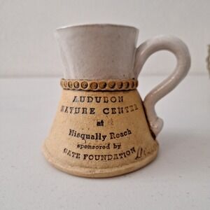 Vintage AUDUBON SOCIETY Nature Center Pottery Mug Handmade ARTIST SIGNED Studio